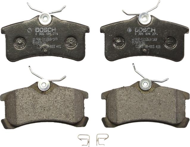 BOSCH 0 986 494 274 — Zestaw klocków hamulcowych, hamulce tarczowe