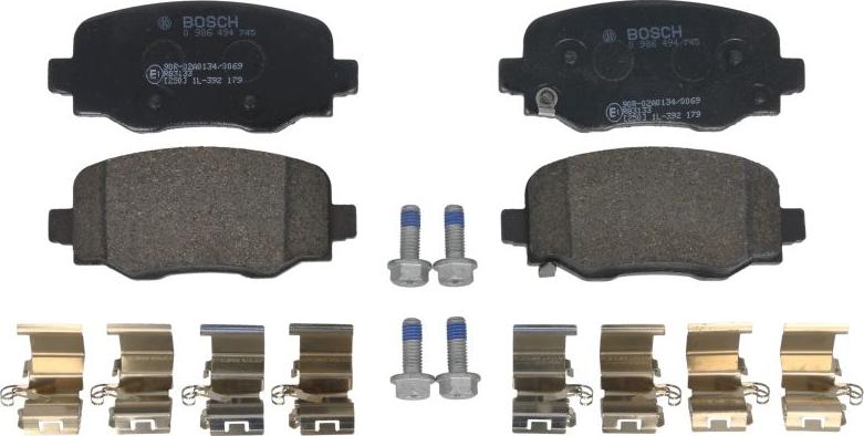 BOSCH 0 986 494 745 — Zestaw klocków hamulcowych, hamulce tarczowe