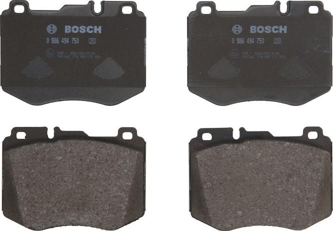 BOSCH 0 986 494 750 — Zestaw klocków hamulcowych, hamulce tarczowe