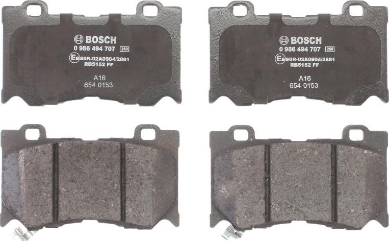 BOSCH 0 986 494 707 — Zestaw klocków hamulcowych, hamulce tarczowe
