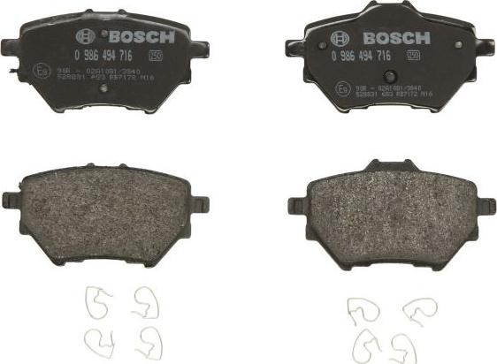 BOSCH 0 986 494 716 — Zestaw klocków hamulcowych, hamulce tarczowe