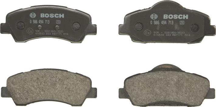 BOSCH 0 986 494 713 — Zestaw klocków hamulcowych, hamulce tarczowe