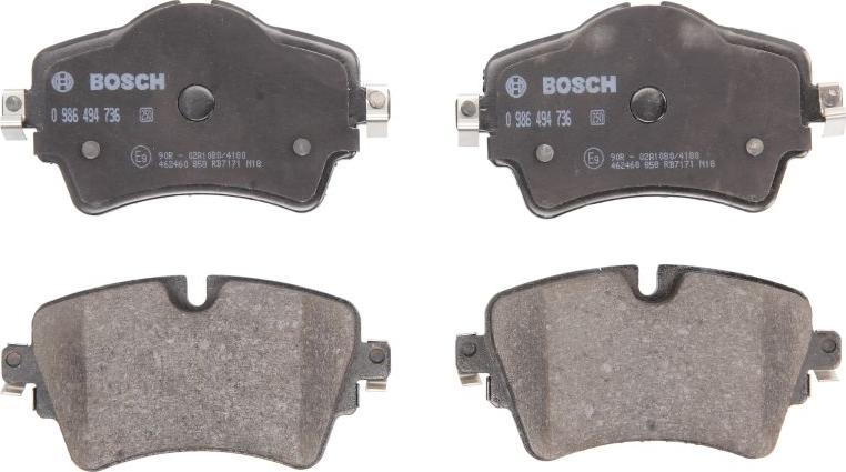 BOSCH 0 986 494 736 — Zestaw klocków hamulcowych, hamulce tarczowe