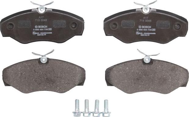 BOSCH 0 986 494 730 — Zestaw klocków hamulcowych, hamulce tarczowe