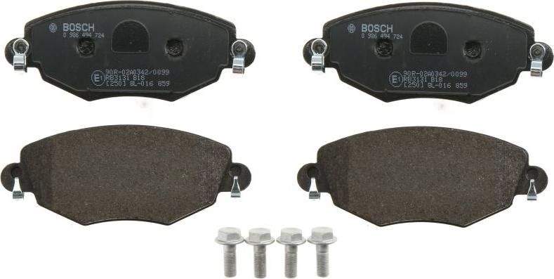 BOSCH 0 986 494 724 — Zestaw klocków hamulcowych, hamulce tarczowe