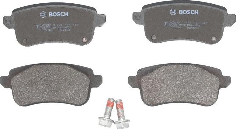 BOSCH 0 986 494 723 — Zestaw klocków hamulcowych, hamulce tarczowe