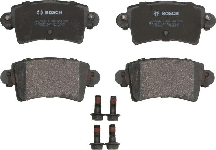BOSCH 0 986 494 727 — Zestaw klocków hamulcowych, hamulce tarczowe