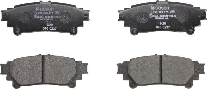 BOSCH 0 986 495 174 — Zestaw klocków hamulcowych, hamulce tarczowe