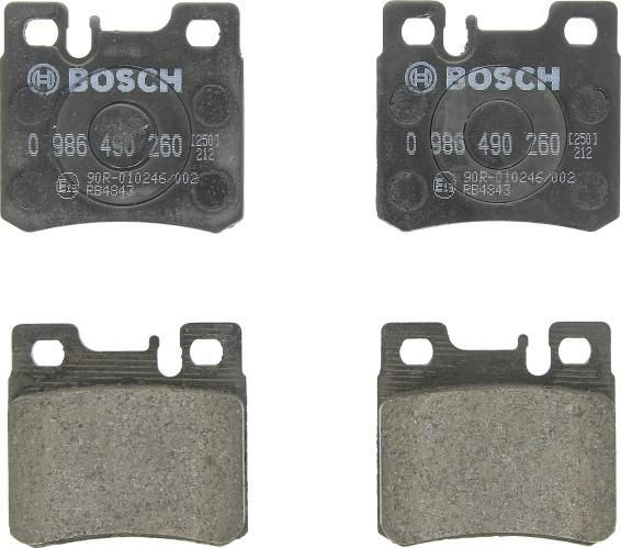 BOSCH 0 986 490 260 — Zestaw klocków hamulcowych, hamulce tarczowe