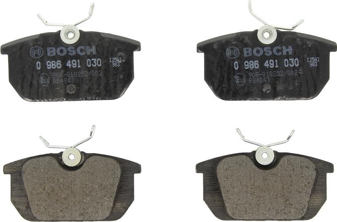 BOSCH 0 986 491 030 — Zestaw klocków hamulcowych, hamulce tarczowe