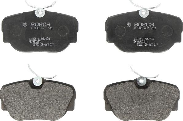 BOSCH 0 986 491 730 — Zestaw klocków hamulcowych, hamulce tarczowe