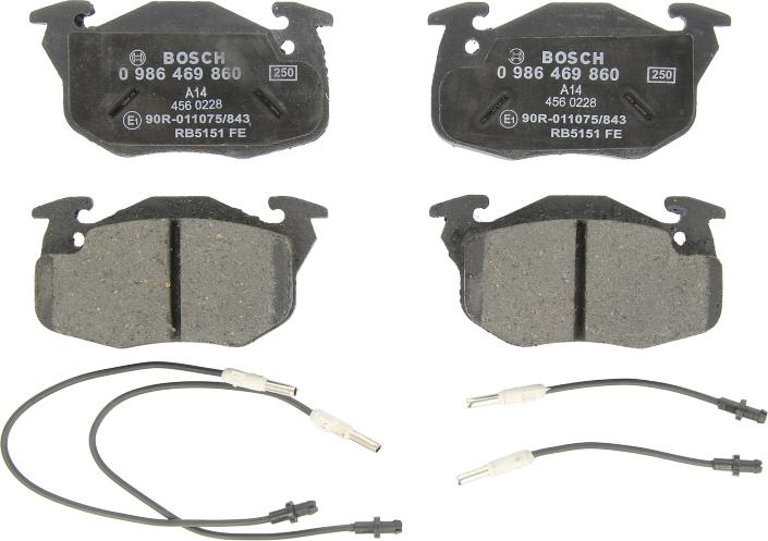 BOSCH 0 986 469 860 — Zestaw klocków hamulcowych, hamulce tarczowe