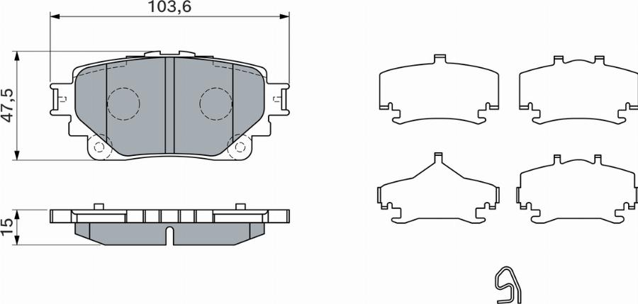 BOSCH 0 986 460 043 — Zestaw klocków hamulcowych, hamulce tarczowe