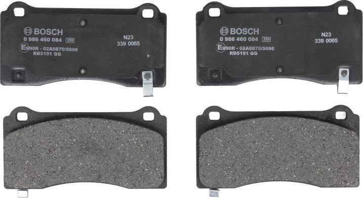 BOSCH 0 986 460 084 — Zestaw klocków hamulcowych, hamulce tarczowe