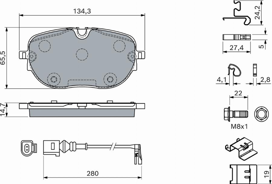 BOSCH 0 986 460 198 — Zestaw klocków hamulcowych, hamulce tarczowe