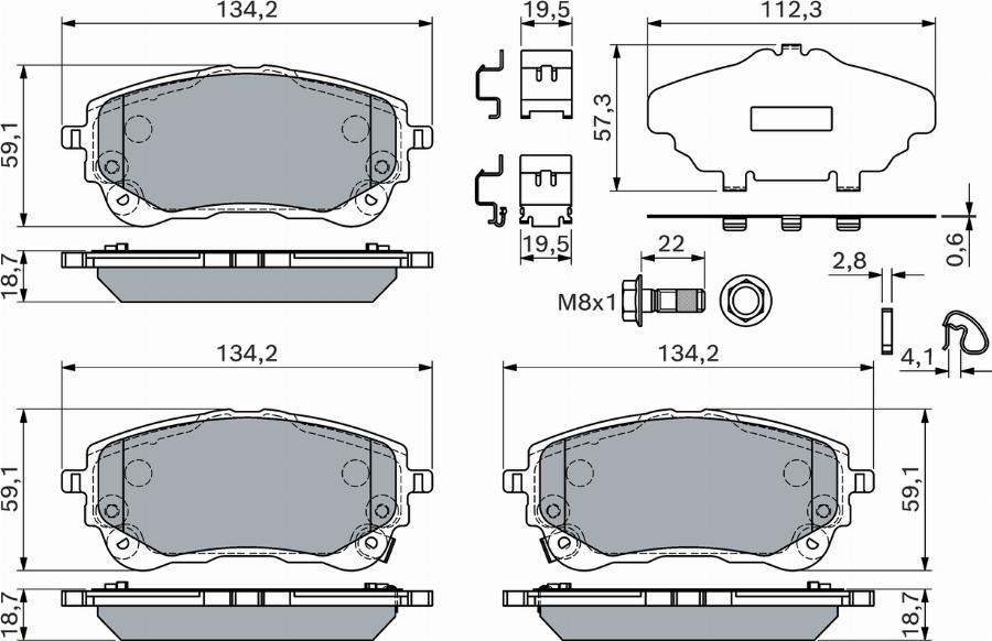 BOSCH 0 986 460 149 — Zestaw klocków hamulcowych, hamulce tarczowe