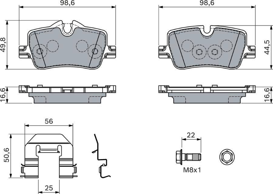 BOSCH 0 986 460 145 — Zestaw klocków hamulcowych, hamulce tarczowe