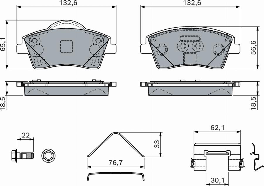 BOSCH 0 986 460 141 — Zestaw klocków hamulcowych, hamulce tarczowe