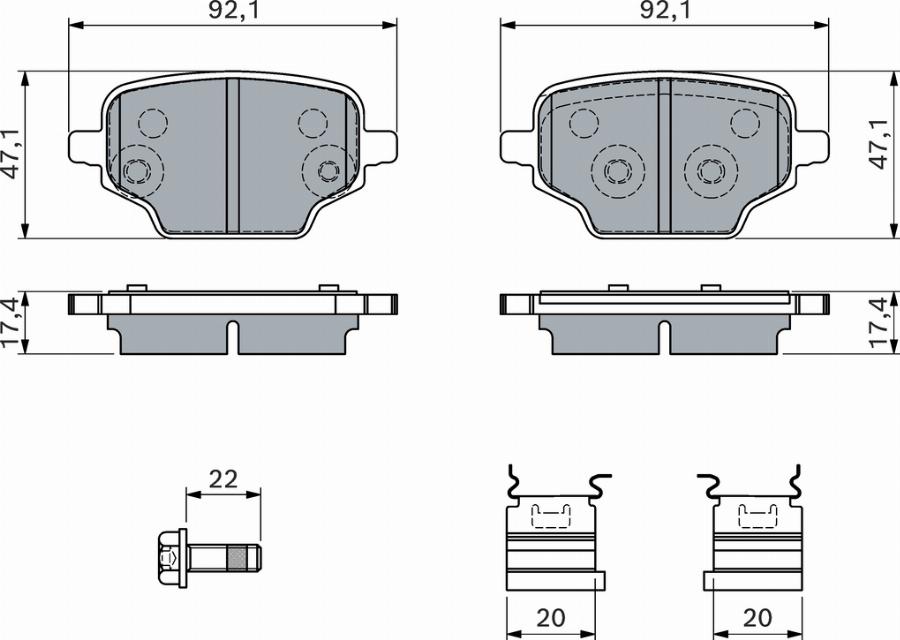 BOSCH 0 986 460 143 — Zestaw klocków hamulcowych, hamulce tarczowe
