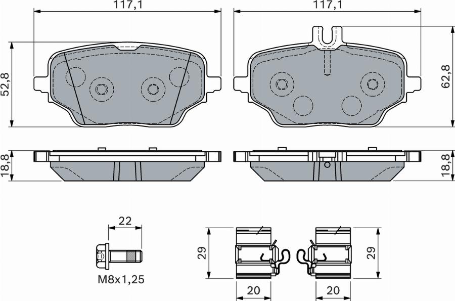 BOSCH 0 986 460 154 — Zestaw klocków hamulcowych, hamulce tarczowe