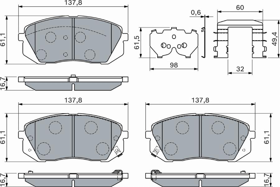 BOSCH 0 986 460 169 — Zestaw klocków hamulcowych, hamulce tarczowe