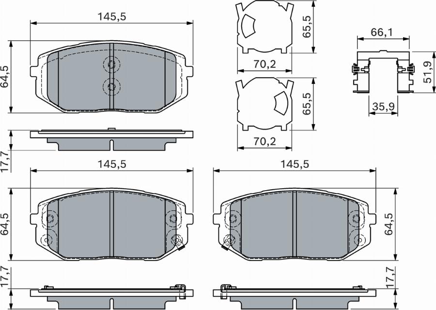 BOSCH 0 986 460 164 — Zestaw klocków hamulcowych, hamulce tarczowe