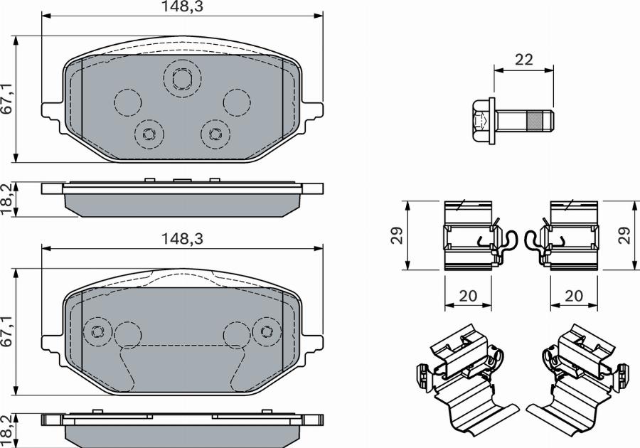 BOSCH 0 986 460 165 — Zestaw klocków hamulcowych, hamulce tarczowe