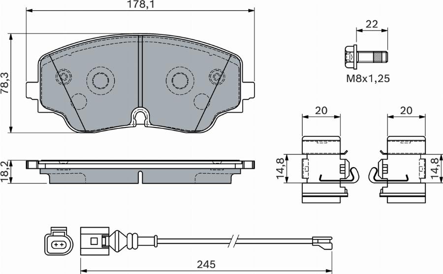 BOSCH 0 986 460 162 — Zestaw klocków hamulcowych, hamulce tarczowe