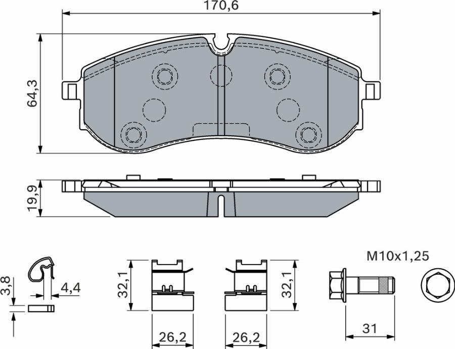 BOSCH 0 986 460 115 — Zestaw klocków hamulcowych, hamulce tarczowe