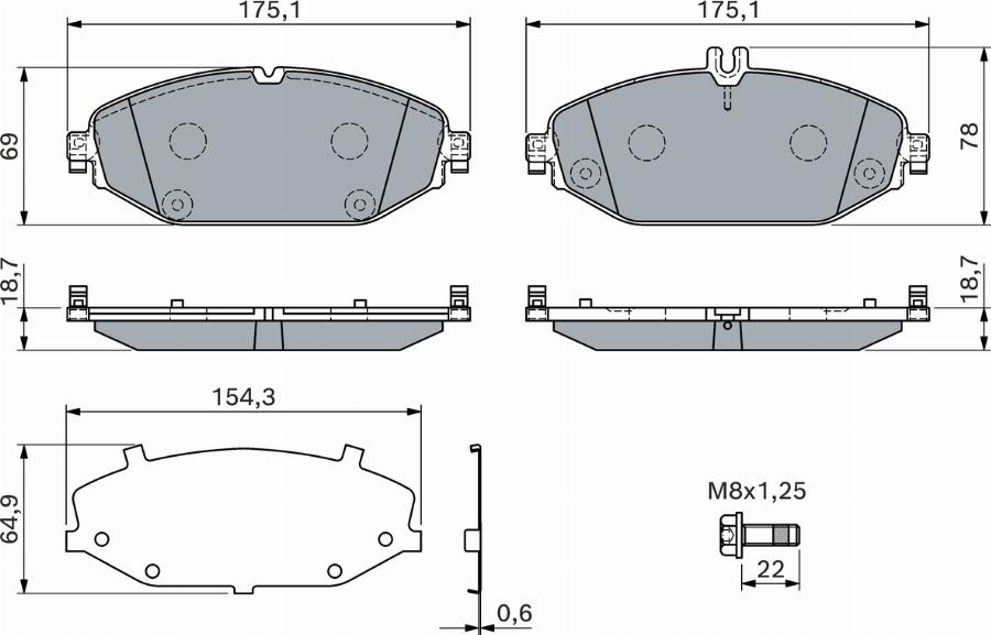 BOSCH 0 986 460 129 — Zestaw klocków hamulcowych, hamulce tarczowe