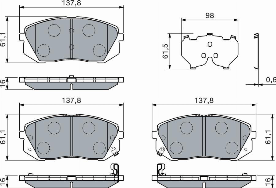 BOSCH 0 986 460 121 — Zestaw klocków hamulcowych, hamulce tarczowe