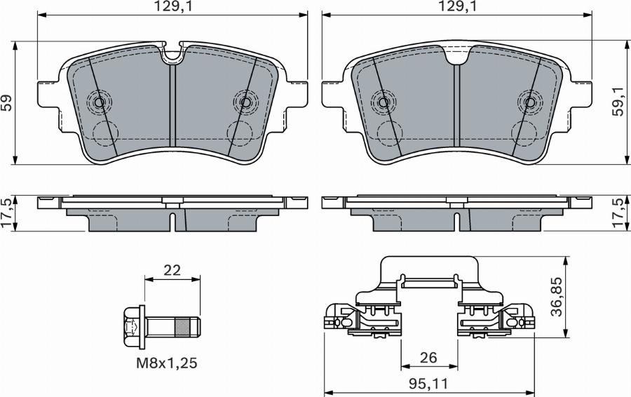 BOSCH 0 986 460 174 — Zestaw klocków hamulcowych, hamulce tarczowe
