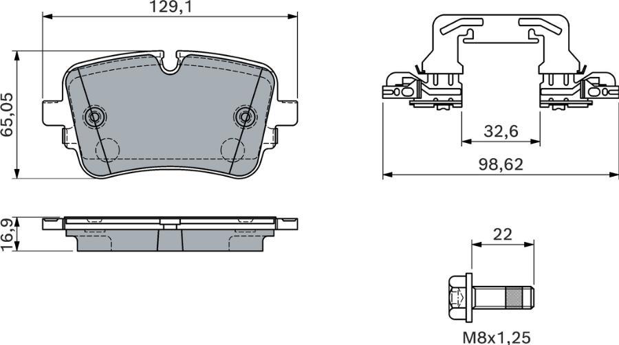 BOSCH 0 986 460 173 — Zestaw klocków hamulcowych, hamulce tarczowe