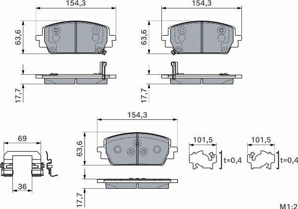 BOSCH 0 986 460 299 — Zestaw klocków hamulcowych, hamulce tarczowe