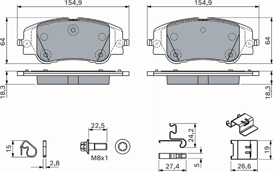 BOSCH 0 986 460 291 — Zestaw klocków hamulcowych, hamulce tarczowe