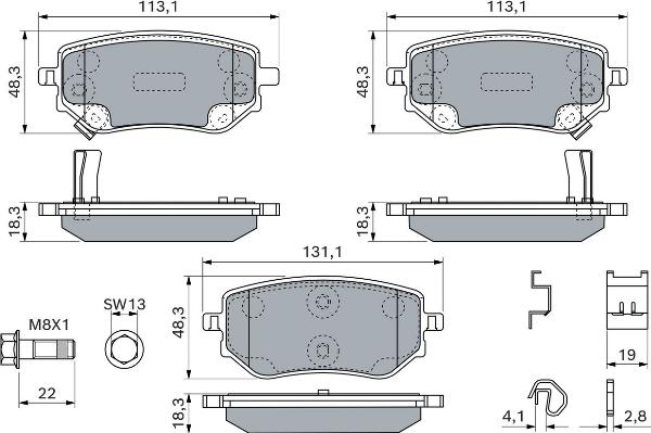 BOSCH 0 986 460 242 — Zestaw klocków hamulcowych, hamulce tarczowe