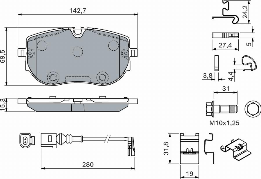 BOSCH 0 986 460 201 — Zestaw klocków hamulcowych, hamulce tarczowe