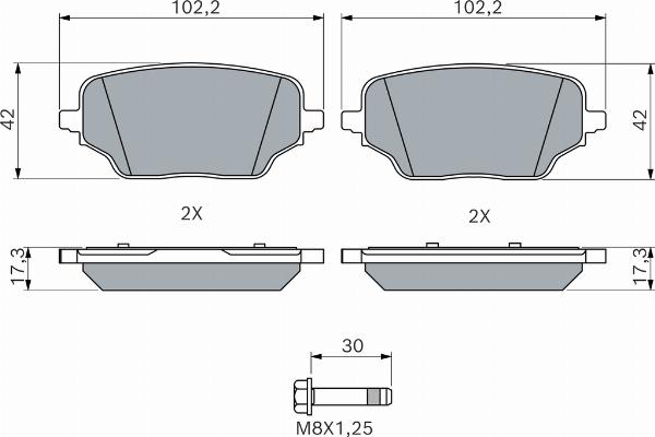 BOSCH 0 986 460 286 — Zestaw klocków hamulcowych, hamulce tarczowe