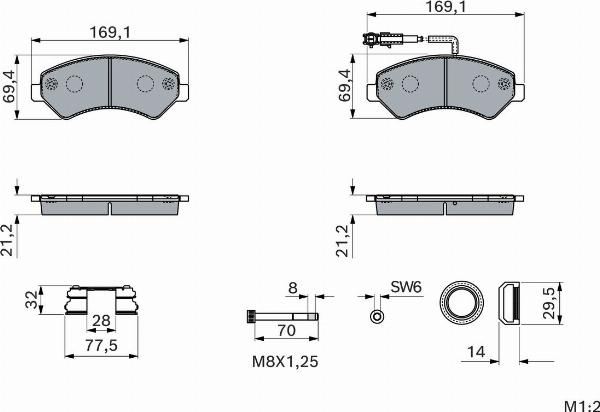 BOSCH 0 986 460 239 — Zestaw klocków hamulcowych, hamulce tarczowe