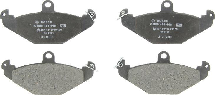 BOSCH 0 986 461 148 — Zestaw klocków hamulcowych, hamulce tarczowe