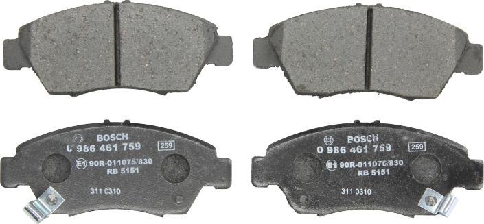 BOSCH 0 986 461 759 — Zestaw klocków hamulcowych, hamulce tarczowe