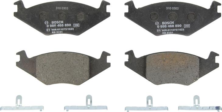 BOSCH 0 986 468 890 — Zestaw klocków hamulcowych, hamulce tarczowe