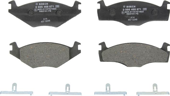 BOSCH 0 986 468 871 — Zestaw klocków hamulcowych, hamulce tarczowe