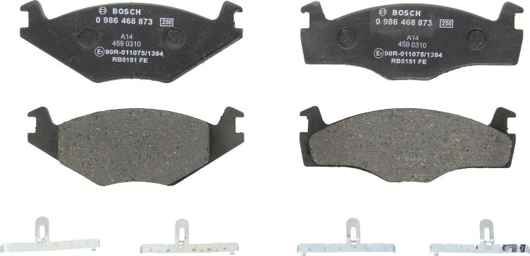 BOSCH 0 986 468 873 — Zestaw klocków hamulcowych, hamulce tarczowe
