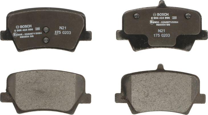 BOSCH 0 986 424 996 — Zestaw klocków hamulcowych, hamulce tarczowe