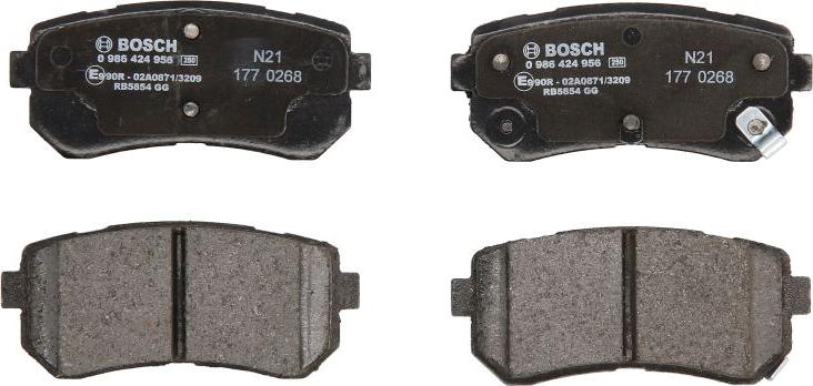 BOSCH 0 986 424 956 — Zestaw klocków hamulcowych, hamulce tarczowe