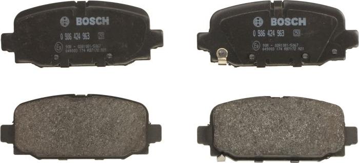 BOSCH 0 986 424 963 — Zestaw klocków hamulcowych, hamulce tarczowe