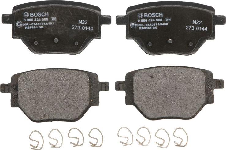 BOSCH 0 986 424 988 — Zestaw klocków hamulcowych, hamulce tarczowe