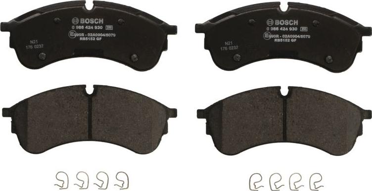 BOSCH 0 986 424 930 — Zestaw klocków hamulcowych, hamulce tarczowe