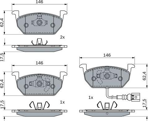 BOSCH 0 986 424 932 - Zestaw klocków hamulcowych, hamulce tarczowe